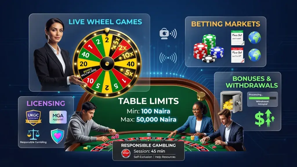 Online Casino and Betting Guide: Table Limits, Live Wheel Games, Bonuses, Withdrawals, Licensing, Betting Markets, and Responsible Gambling